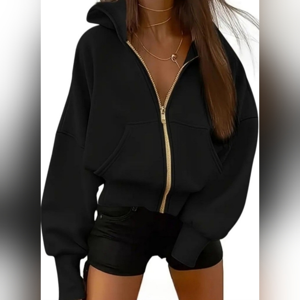 NEW! Women's Solid Color Zip-up Hoodie Sweatshirt Size M